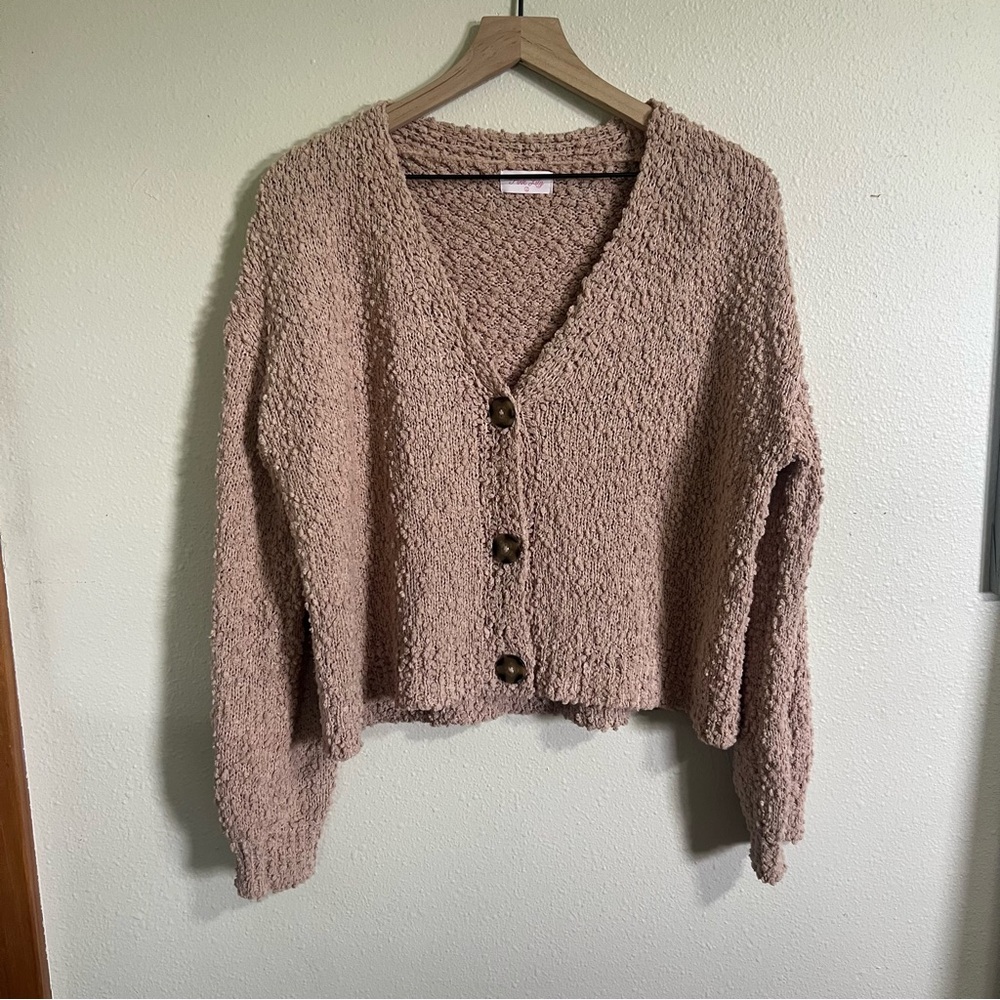 Pink Lily Light Pink Cardigan Large